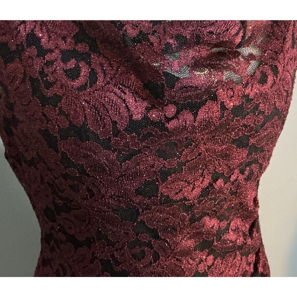 Scarlett Cocktail Evening Dress Burgundy Lace Overlay Black Sparkle Women’s 10 - Picture 2 of 7